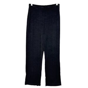 Chico's Pants Women 1 Black M Travelers Straight Leg Ribbed Knit Pull On Regular